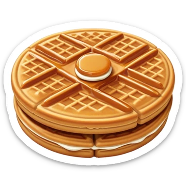 Stroopwafel Cinematic Realistic Stroopwafel Dessert Emoji, depicted as a single, flat, delicate caramel-filled waffle cookie rendered with crisp textures and warm, inviting lighting. sticker