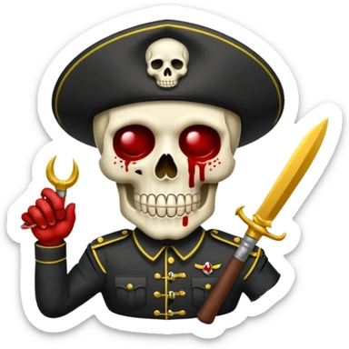 Una calavera 💀 soldado 🪖 mordiendo una bala en su boca sticker