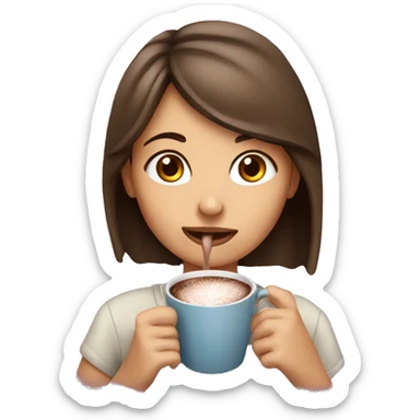 girl drinking out of a cup hot chocolate sticker