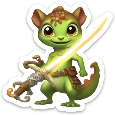 Magic sword and a frog and a squid and a squirrel and a dragon sticker