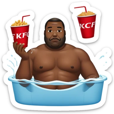 big black man swimming in a KFC bucket while drinking a swimming with the koo lad man sticker