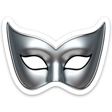 A sleek masquerade mask emoji made of polished silver chrome, smooth sensual curves, reflective metallic surface, mysterious sexy luxury vibe, minimal iOS emoji style, centered, clean white background sticker