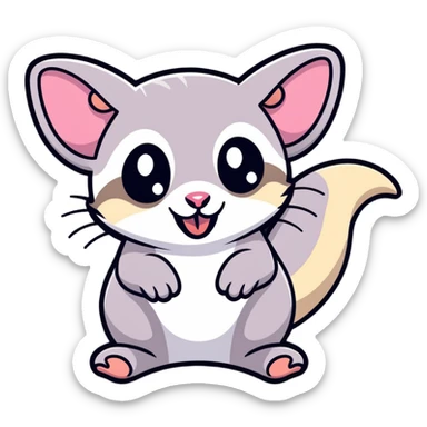 cute sugar glider with its tongue out, bright and playful, classic emoji style with tongue out sticker