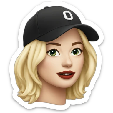 Margot robbie in a black cap sticker