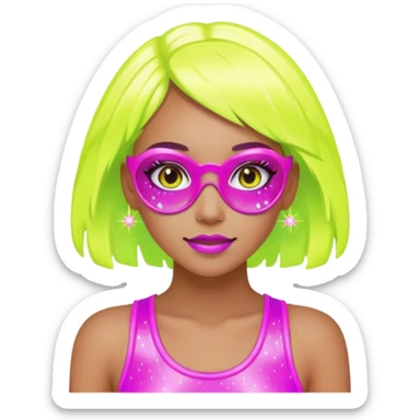 Rave girl with sparkles sticker