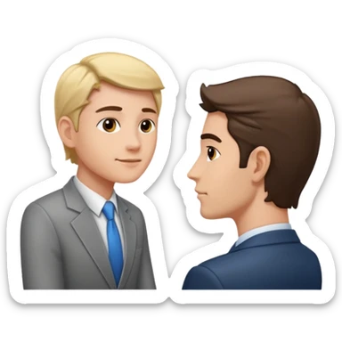 une image de 3/4 avec un recruteur à son bureau PAS DE FACE DE 3/4! qui regade un candidat assis en face de lui sticker