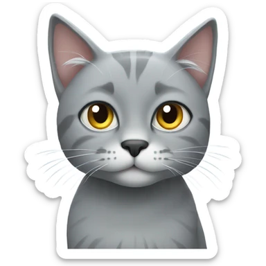 Grey cat in snow sticker