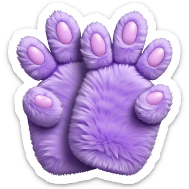 Pastel purple fuzzy cozy furry catty paw gloves  sticker