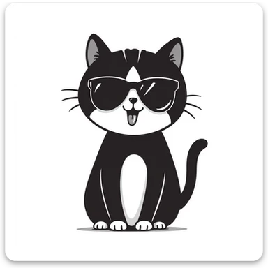 cat wearing oversized sunglasses making a goofy face sticker