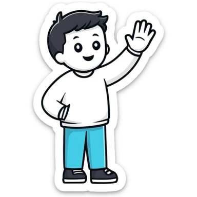 person waving hi sticker