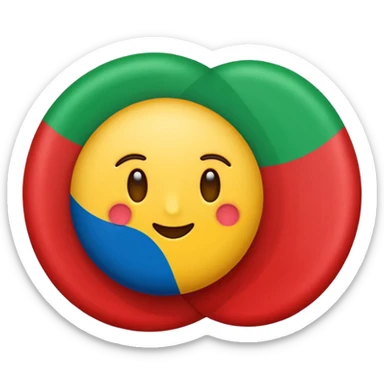 Emoji de bandera, mitad, azul y mitad inferior verde con un círculo rojo en el centro de la bandera en forma de rueda sticker