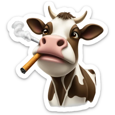 SMOKING A CIG  COW sticker