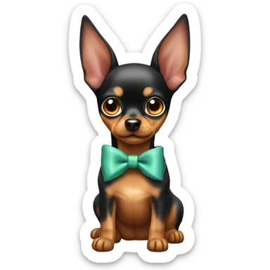 Cute minpin dog with bow on it  sticker