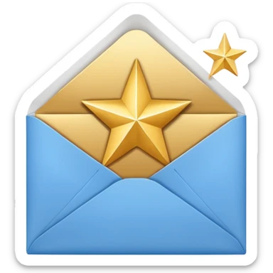 an envelope with a paper and star sticker