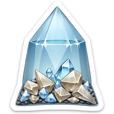 A transparent baggie containing shards of clear glass shards and crushed clear quartz sticker