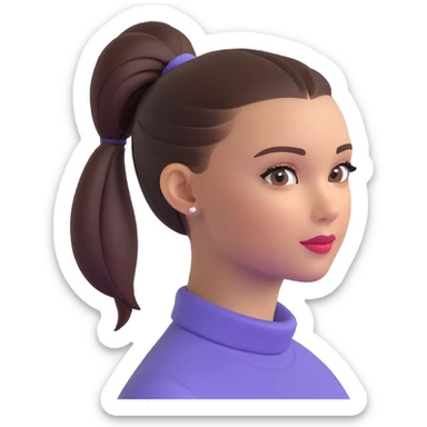 clean girl with smooth skin, subtle makeup, hair in a sleek ponytail sticker