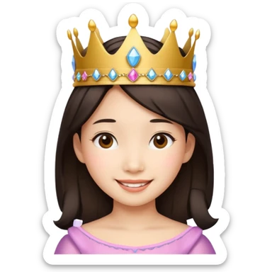 Asian girl wearing a princess crown on her head  sticker