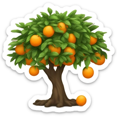 Orange tree with falling leaves sticker