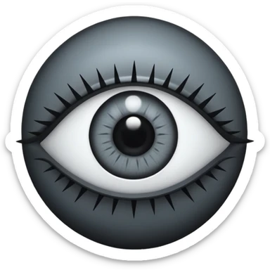 Minimal emoji, gothic futuristic eye, cold grey sclera, the pupil is fully replaced by a solid black number 8, occult cyber aesthetic, sharp clean lines, flat emoji design, centered, transparent background sticker