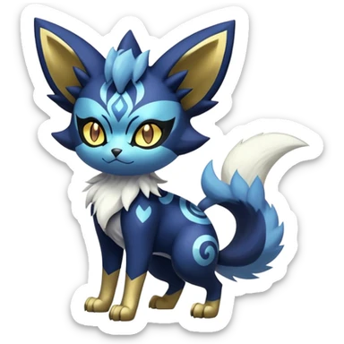 Shiny Evil mExotic Badass Colorful Ethereal Royal Mysterious Gothic Meowstic-Zorua-Litten-Noibat-Pokémon-Fakémon-hybrid-creature (full body) with pattern-markings with golden eyes sticker