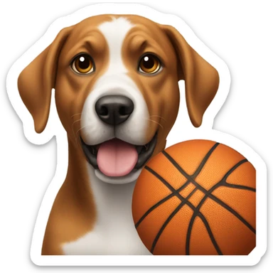 A dog playing basketball sticker