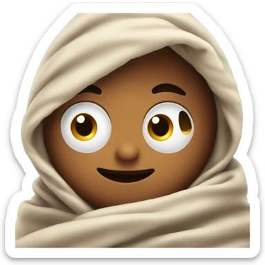 Cute, cosy emoji face with blanket  sticker