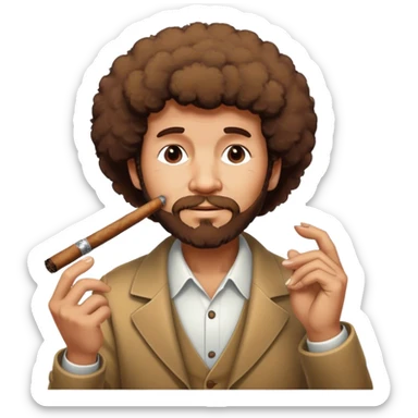 Bob Ross smoking a cigar sticker