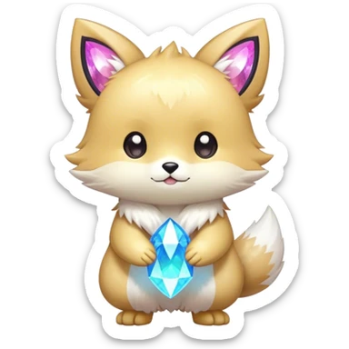 Cute Kawaii Chibi Fur-Sona Pretty Shiny Colorful Sparkly Fakemon Full Body sticker