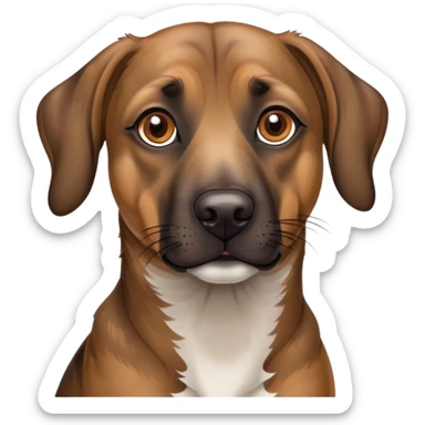 A mountain cur dog with a brindle coat and brown eyes sticker
