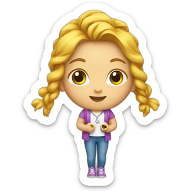 Girls taking keychain of heart sticker