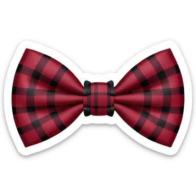 Plaid maroon and black bow  sticker