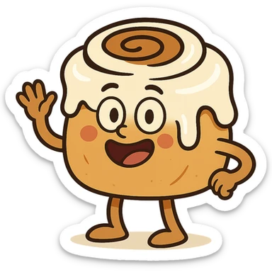 flat toon style cinnamon bun sticker