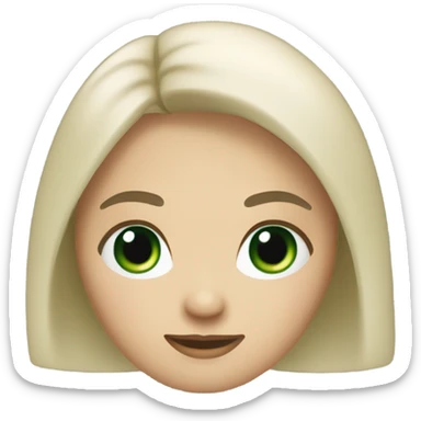 round face wide, fair skin, dark green eyes, thick black eyelashes, small nose, hair below the shoulders, hair color gray-blond.  sticker
