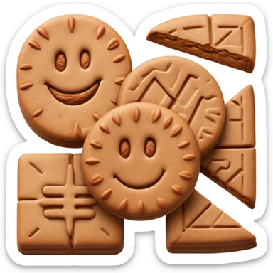 Cinematic Realistic Speculaas Biscuit Emoji, featuring spiced, crisp cookies rendered with lifelike detail and warm, aromatic lighting. sticker