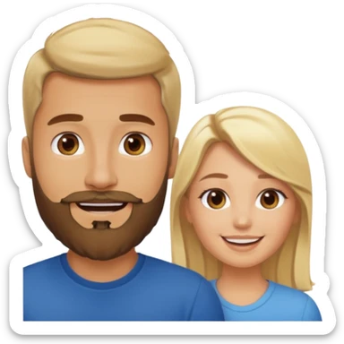 pareja hombre con barba y mujer rubia en internet charlando en streaming sticker