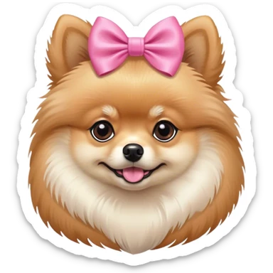 poeranian dog with a pink bow sticker