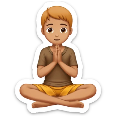  on their knees begging with hands clasped together and pleading expression sticker