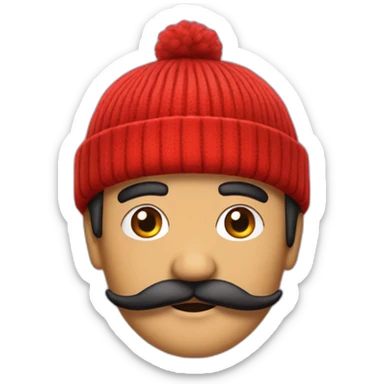 Cheech with red beanie and black mustach sticker