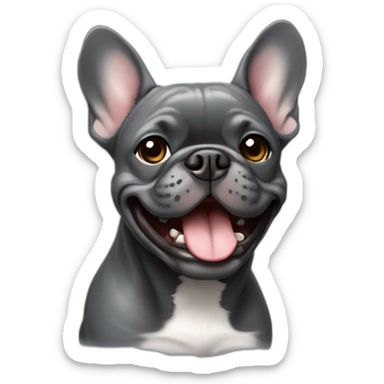 Dark Grey French bulldog smiling face sticker