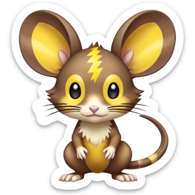 anime-style cute chibi Electric-elemental-type colorful dark-brown jerboa-Pokémon-Fakémon-animal-creature with yellow zig-zag-stripes sticker