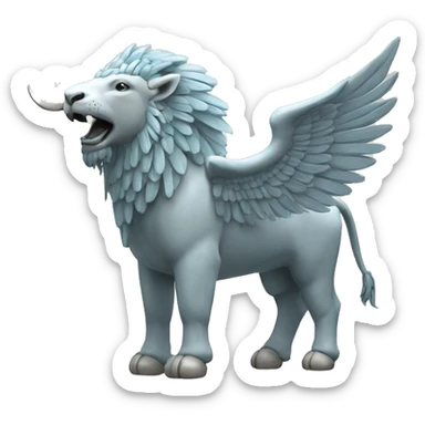 Lamassu, head of a bearded human, body of a bull, feathered wings that extend from its back sticker