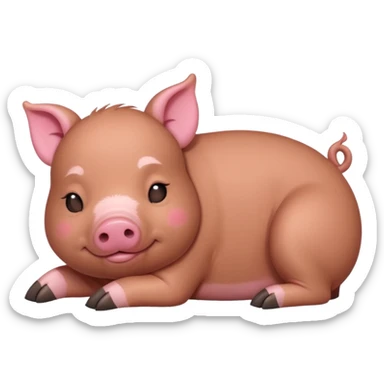 brown cute minipig full body, sleeping sticker