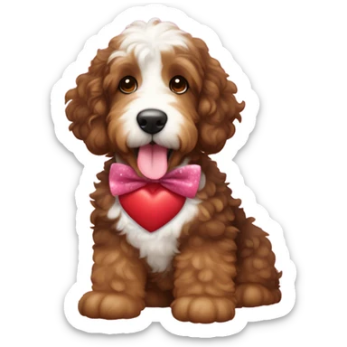 Bernedoodle dressed for Valentine’s Day sticker