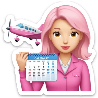 Pink girly With small plane calender  sticker