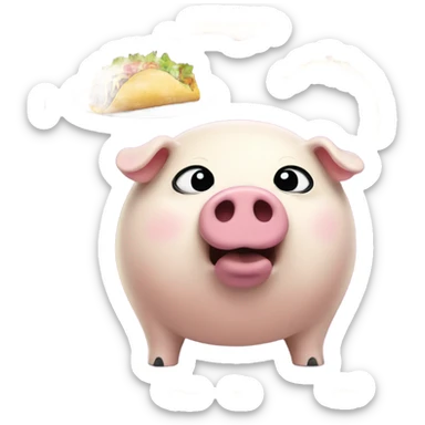 Fat pig eating taco bell sticker