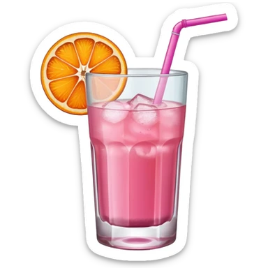 Pink drinks with one orange slice and spice on the rim sticker