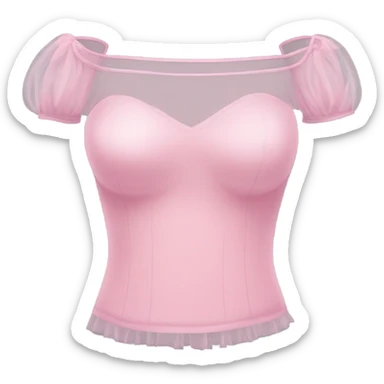 Realistic pink tulle off shoulder top, isolated sticker