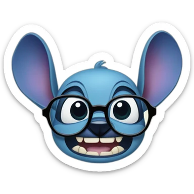 stitch face with glasses from lilo and stitch sticker