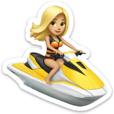 Blonde girl jet ski sticker