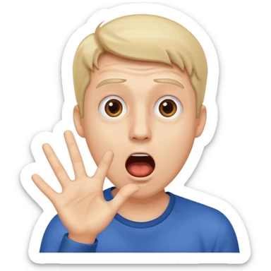 wow man shocked facial expression with hand sticker